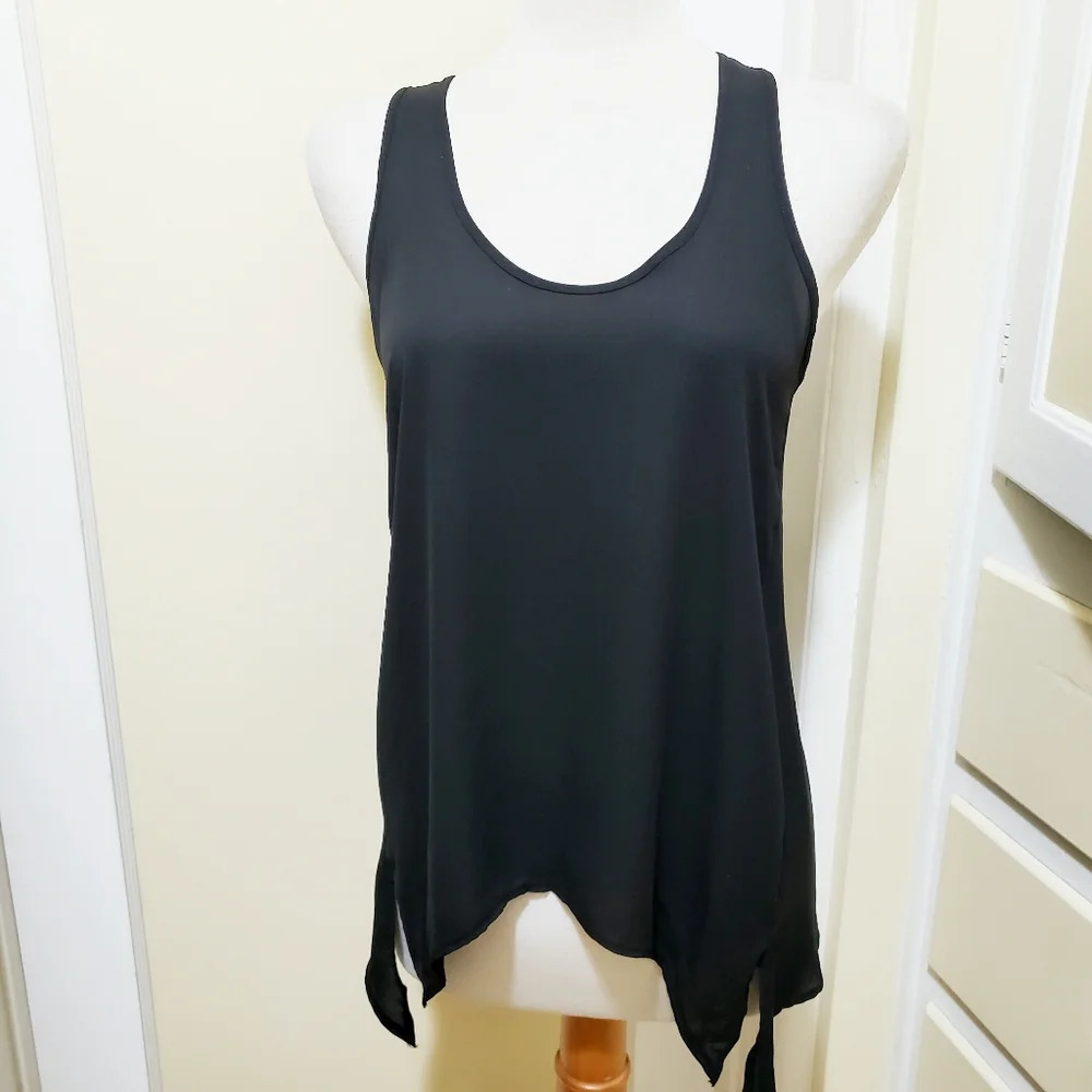 Lush Tunic Top | Rich Black Tank Blouse | Sz Small